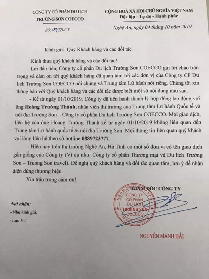 THÔNG BÁO
